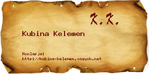 Kubina Kelemen névjegykártya